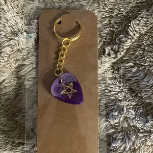 Purple Star Guitar Pick Keychain